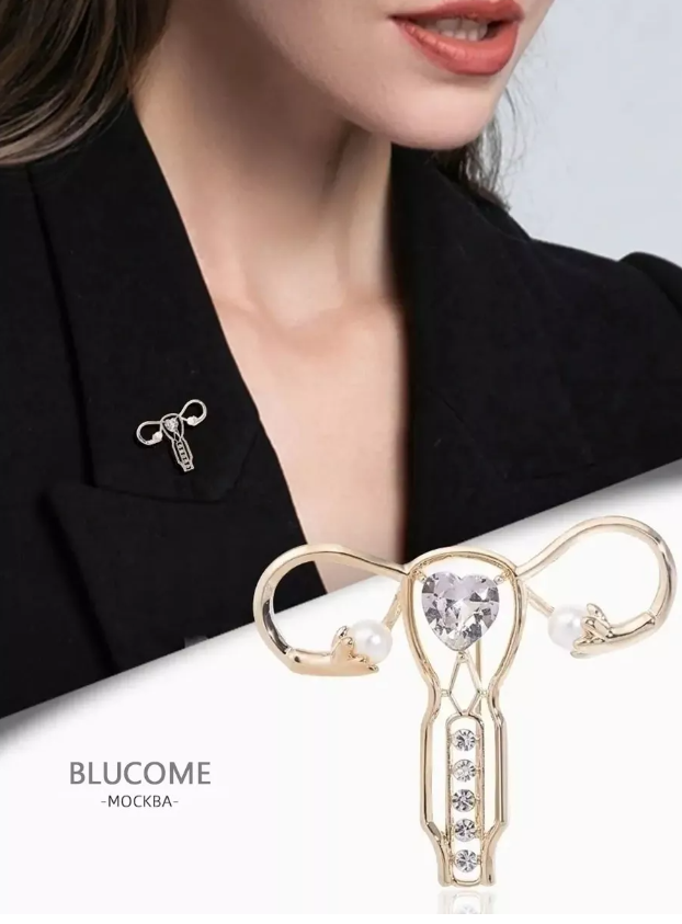 Стильная брошь BLUCOME "Лоно", золотистая
