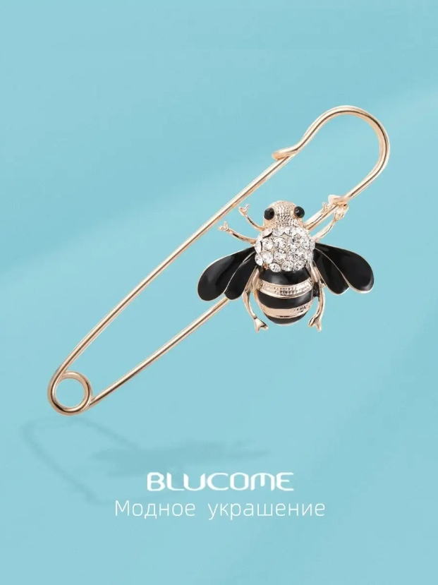 Стильная брошь-булавка BLUCOME "Пчела", золотистая