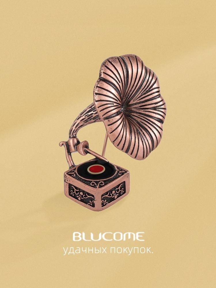 Брошь BLUCOME "Граммофон", цвет медный
