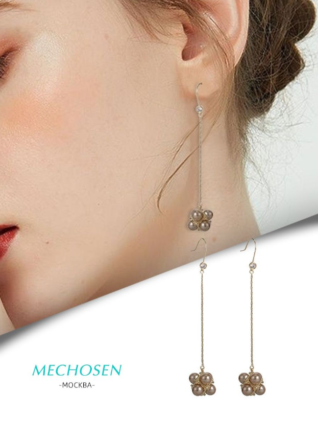 Серьги MECHOSEN "Жемчужный рай", кофейный